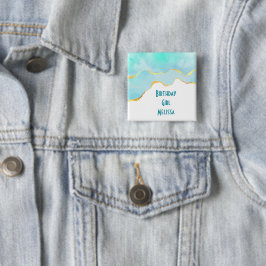 Birthday Girl Tropical Grönt Blue med Guld Knapp