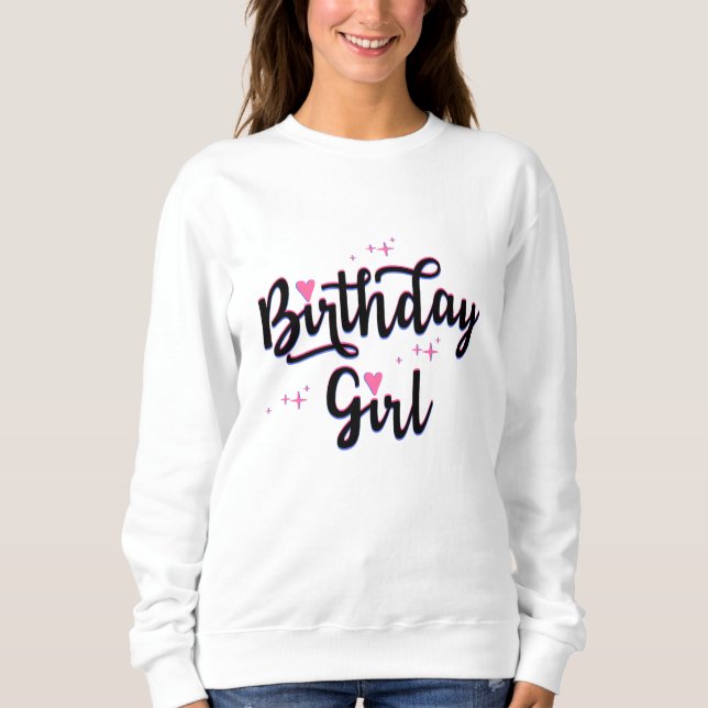 Birthday Girl Typography BD Girl T Shirt (Framsida)