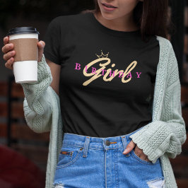 Birthday Girl Typography & Krona, enkel,modern T Shirt
