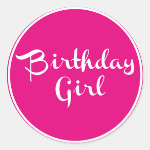 Birthday Girl Typography Runt Klistermärke