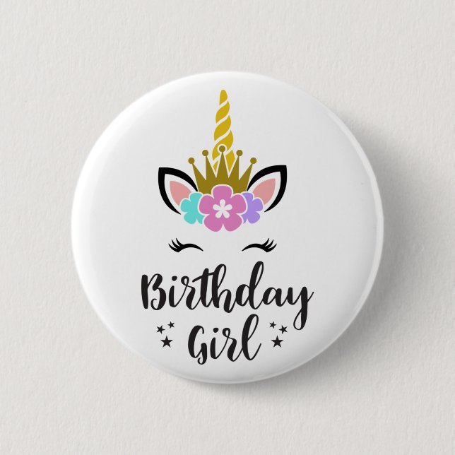 Birthday Girl Unicorn Knapp (Framsida)