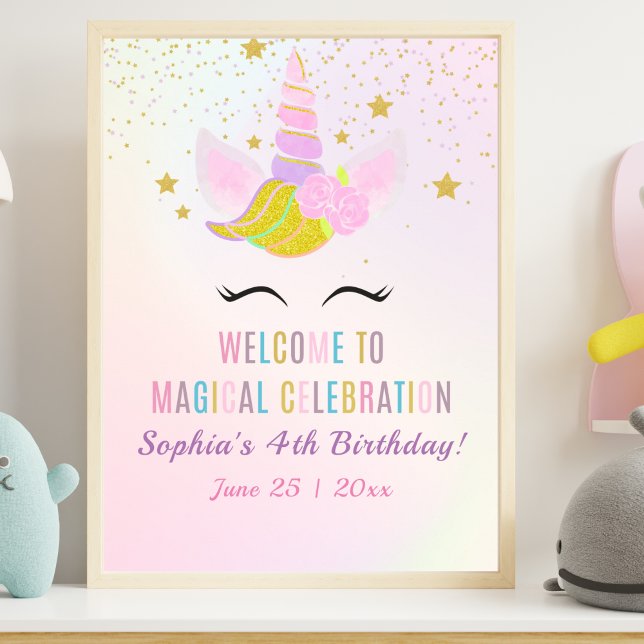 Birthday Girl Unicorn Magical Celebration Poster (Skapare uppladdad)