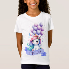 Birthday Girl Unicorn med Balloons T-Shirt