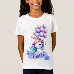 Birthday Girl Unicorn med Balloons T-Shirt