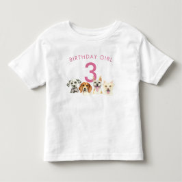 Birthday Girl Watercolor Puppy Hundar T Shirt