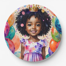 Birthday Girl with Brown Skin Princess Art
