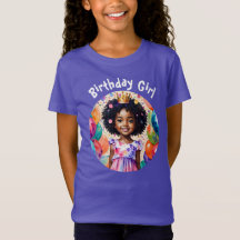 Birthday Girl with Brown Skin Princess Art