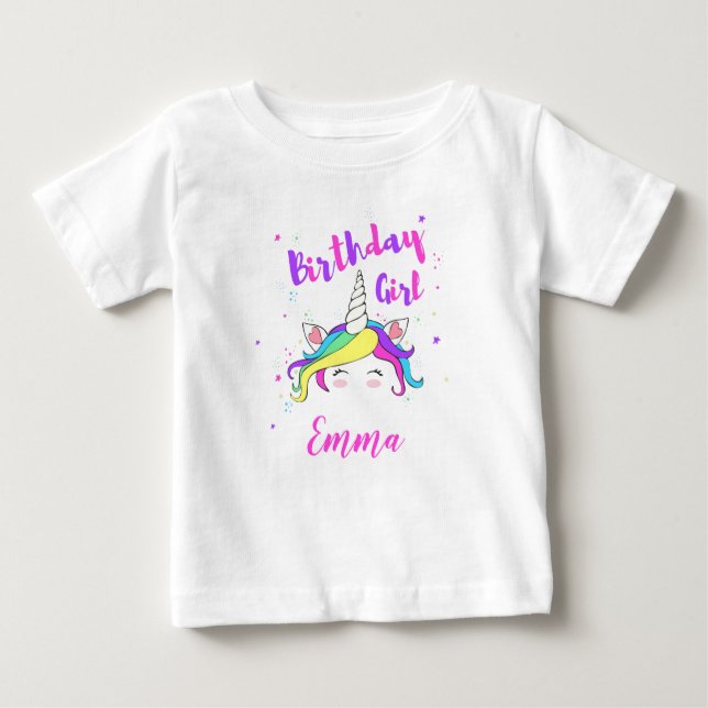 Birthday girl with customizable name t shirt (Framsida)