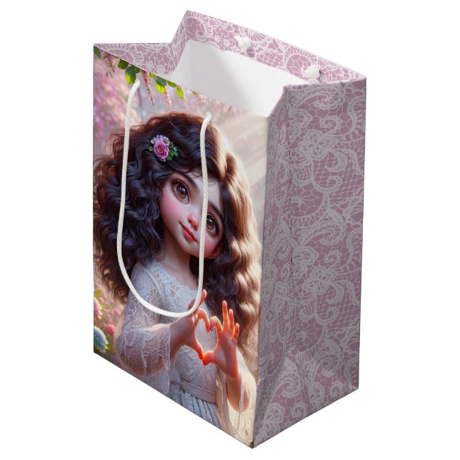 Birthday Girl with Fingers Forming a Heart (Framsidan Vinklad)