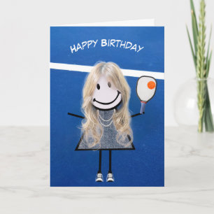 Birthday Girl with Pickleball Paddle and Boll Kort