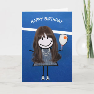 Birthday Girl with Pickleball Paddle and Boll Kort