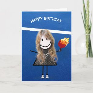 Birthday Girl with Pickleball Paddle and Boll Kort