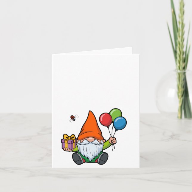 Birthday Gnome Card Tack Kort (Framsida)