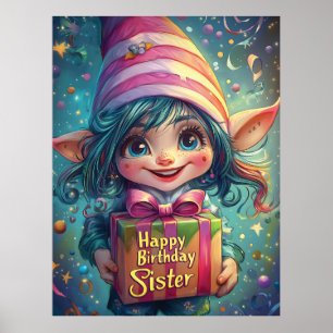 Birthday Gnome - Grattis på födelsedagen Sister Poster