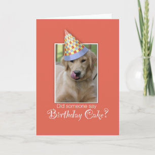 Birthday Golden Retriever Hund i Party Hat Kort