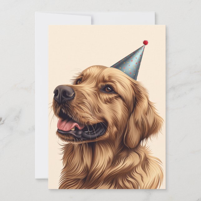 Birthday Golden Retriever Hund Inbjudningar (Framsida)