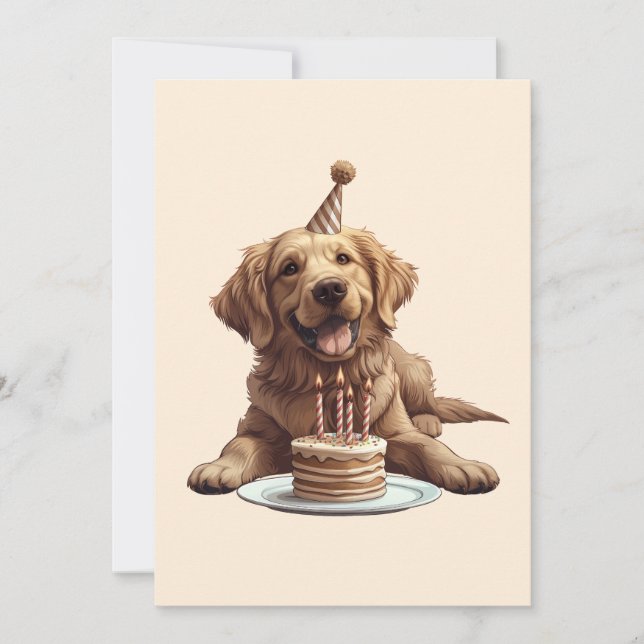 Birthday Golden Retriever Hund Inbjudningar (Framsida)