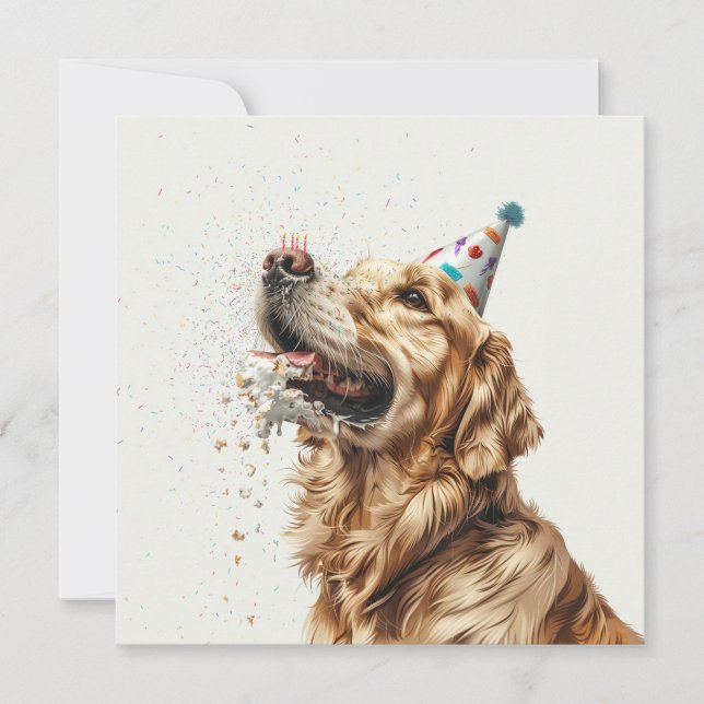 Birthday Golden Retriever Hund Inbjudningar (Framsida)