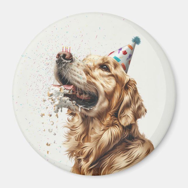 Birthday Golden Retriever Hund Magnet (Framsidan)