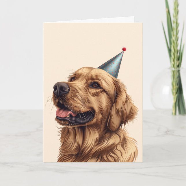 Birthday Golden Retriever Hund Tack Kort (Framsida)