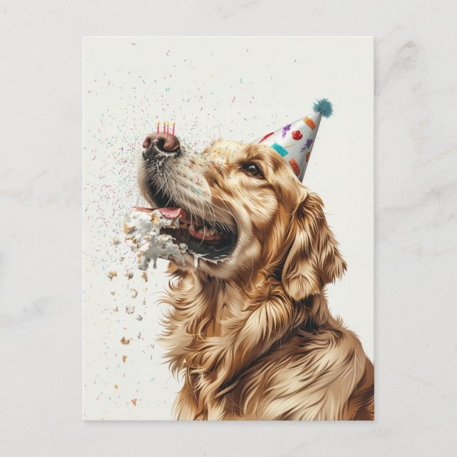 Birthday Golden Retriever Hund Vykort (Framsida)