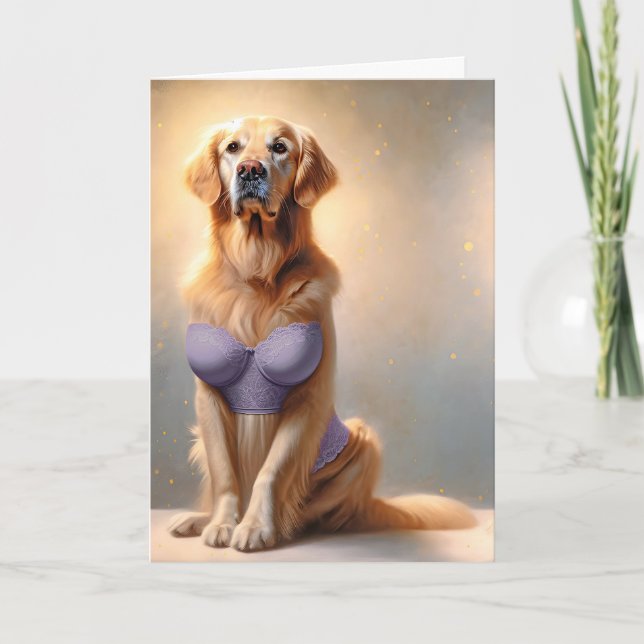 Birthday Golden Retriever Lingerie Model Kort (Framsida)