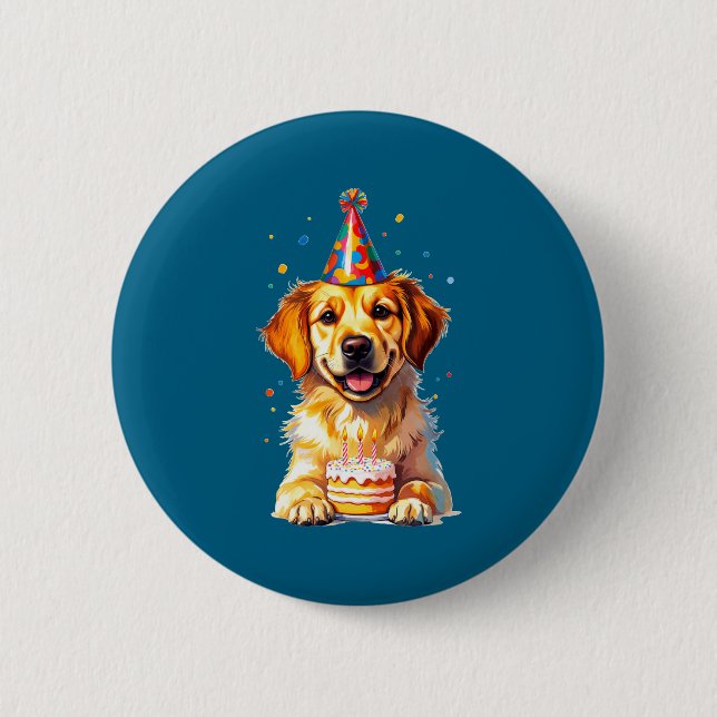 Birthday Golden Retriever, Party Dog  Knapp (Framsida)