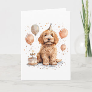 Birthday Goldendoodle Hund Birthday Cake Kort