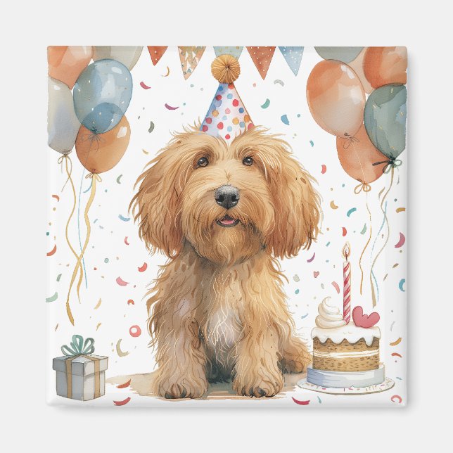 Birthday Goldendoodle Hund Magnet (Framsidan)