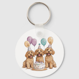 Birthday Goldendoodle Hundar Birthday Cake Nyckelring