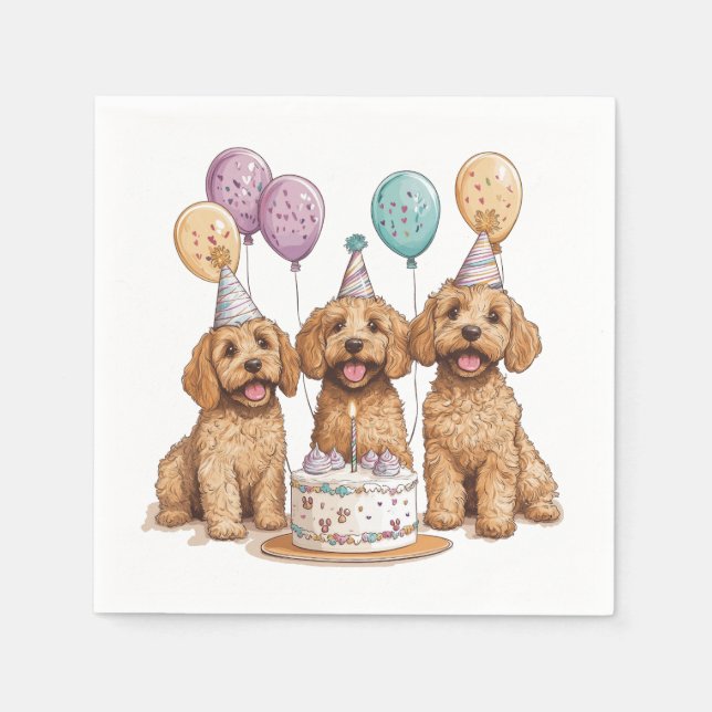 Birthday Goldendoodle Hundar Birthday Cake Pappersservett (Framsidan)