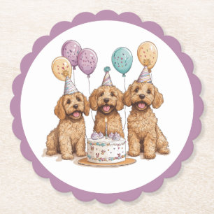 Birthday Goldendoodle Hundar Birthday Cake Underlägg Papper