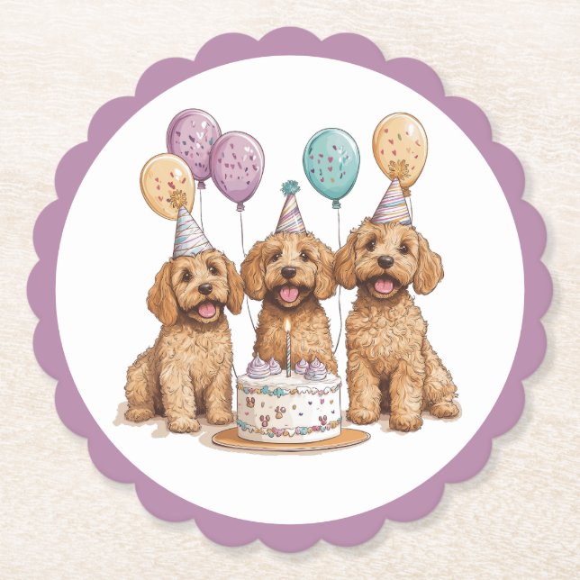 Birthday Goldendoodle Hundar Birthday Cake Underlägg Papper (Framsida)