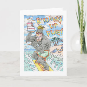 Birthday Gorilla Surfer Kort