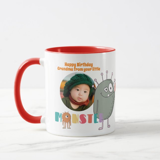 Birthday GRANDMA PHOTO MUGG KIDS Little Monsters (Vänster)