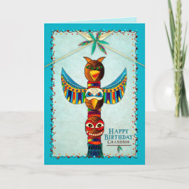 Birthday, Grandson, Indian Totem Pole Kort