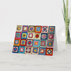 Birthday Granny Square Crochets Quilt Kort