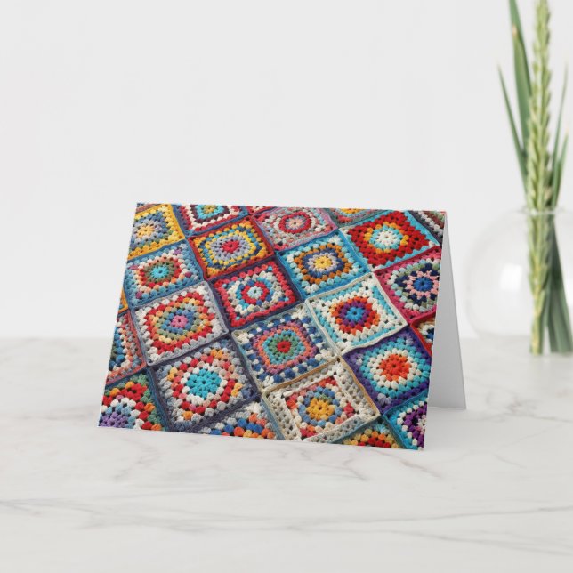 Birthday Granny Square Crochets Quilt Kort (Framsida)
