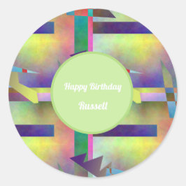Birthday Greetings Abstract Pattern Stencil Art Runt Klistermärke