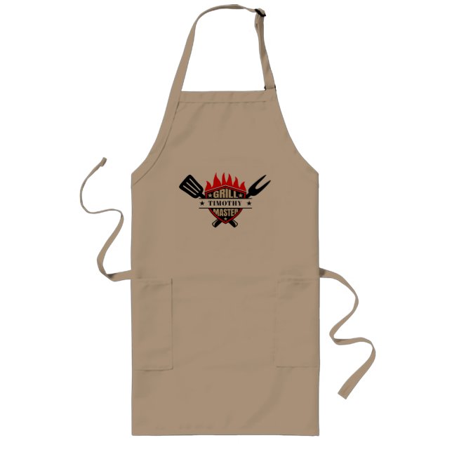 Birthday Grilling Apron | Custom Name Långt Förkläde (Framsidan)