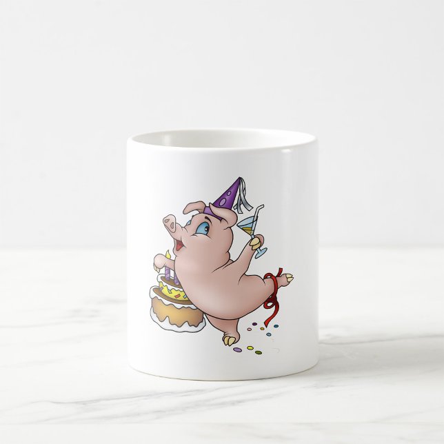 Birthday Gris Partying Kaffemugg (Skapare uppladdad)