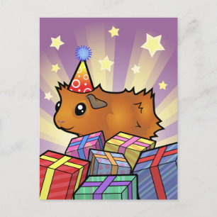 Birthday Guinea Gris (ruffy) Vykort