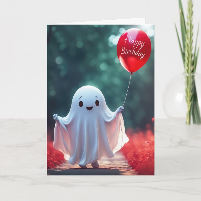 Birthday Halloween Ghost Helgkort (Framsida)