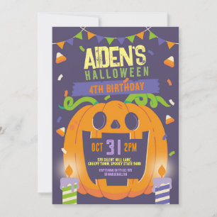 Birthday Halloween Kids Party Pumpkin Party Inbjudningar