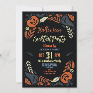 Birthday Halloween Pumpkin Party Spöken Cocktail Inbjudningar