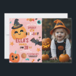 Birthday Halloween Pumpkin Photo Party Kids Inbjudningar<br><div class="desc">Photo Birthday Halloween Pumpkin Rosa Party Kids inbjudan - Ändra texten till kostym till party! Bakåtskriften ingår. Roligt Dragon-fest - perfekt för alla åldrar!</div>