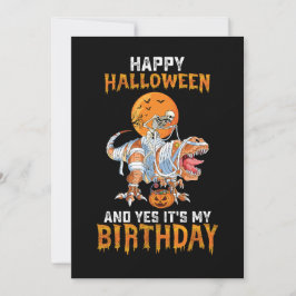 Birthday Halloween Skeleton Riding Mummy Dinosaur Inbjudningar