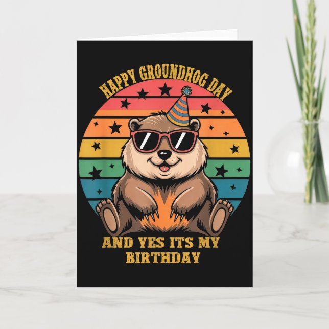 Birthday Happy Groundhog Day Lovers Boys Girls Wom Kort (Framsida)
