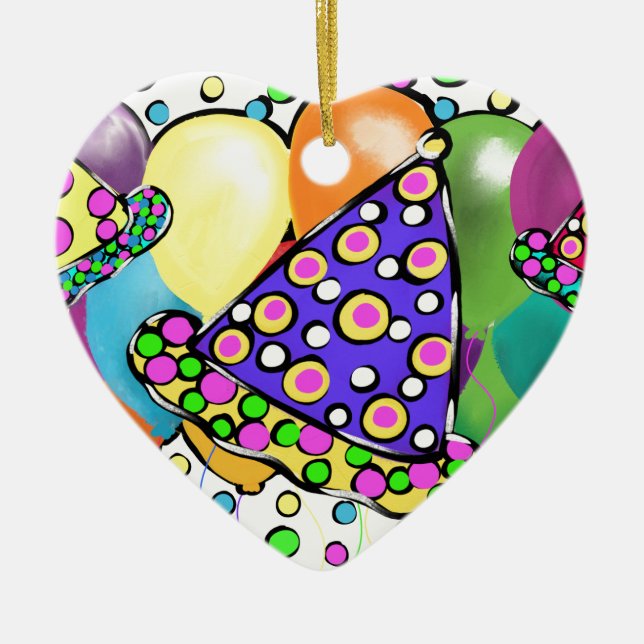 BIRTHDAY HATS DESIGN JULGRANSPRYDNAD KERAMIK (Framsidan)