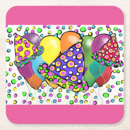 BIRTHDAY HATS DESIGN UNDERLÄGG PAPPER KVADRAT